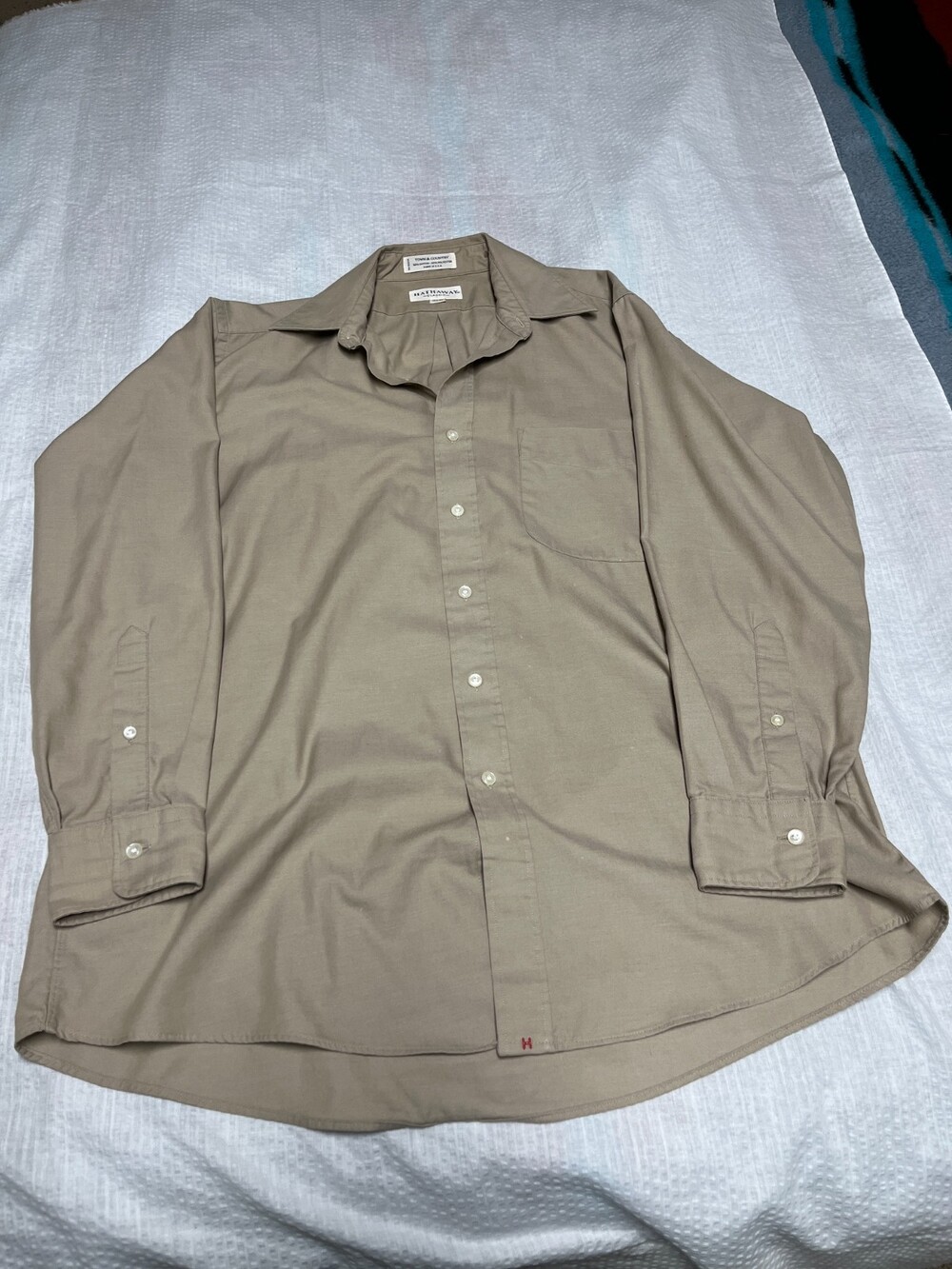 Hathaway Men's Long Sleeve Dress Shirt Tan 15 1/2 - 33